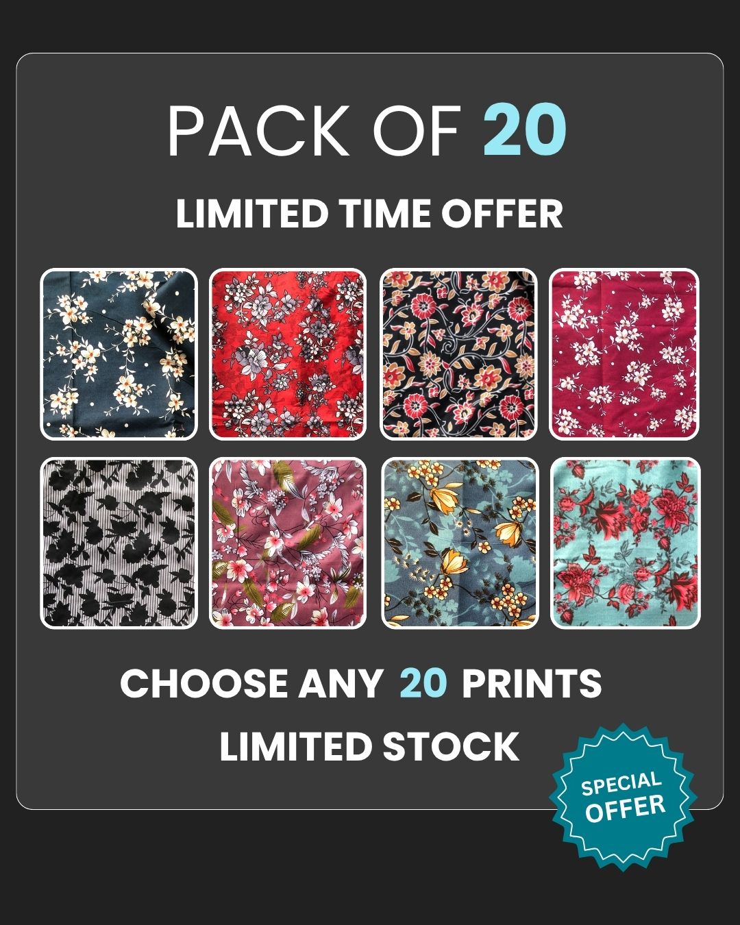 2 Piece Unstitched – Polo Cotton Printed (PACK OF 20)