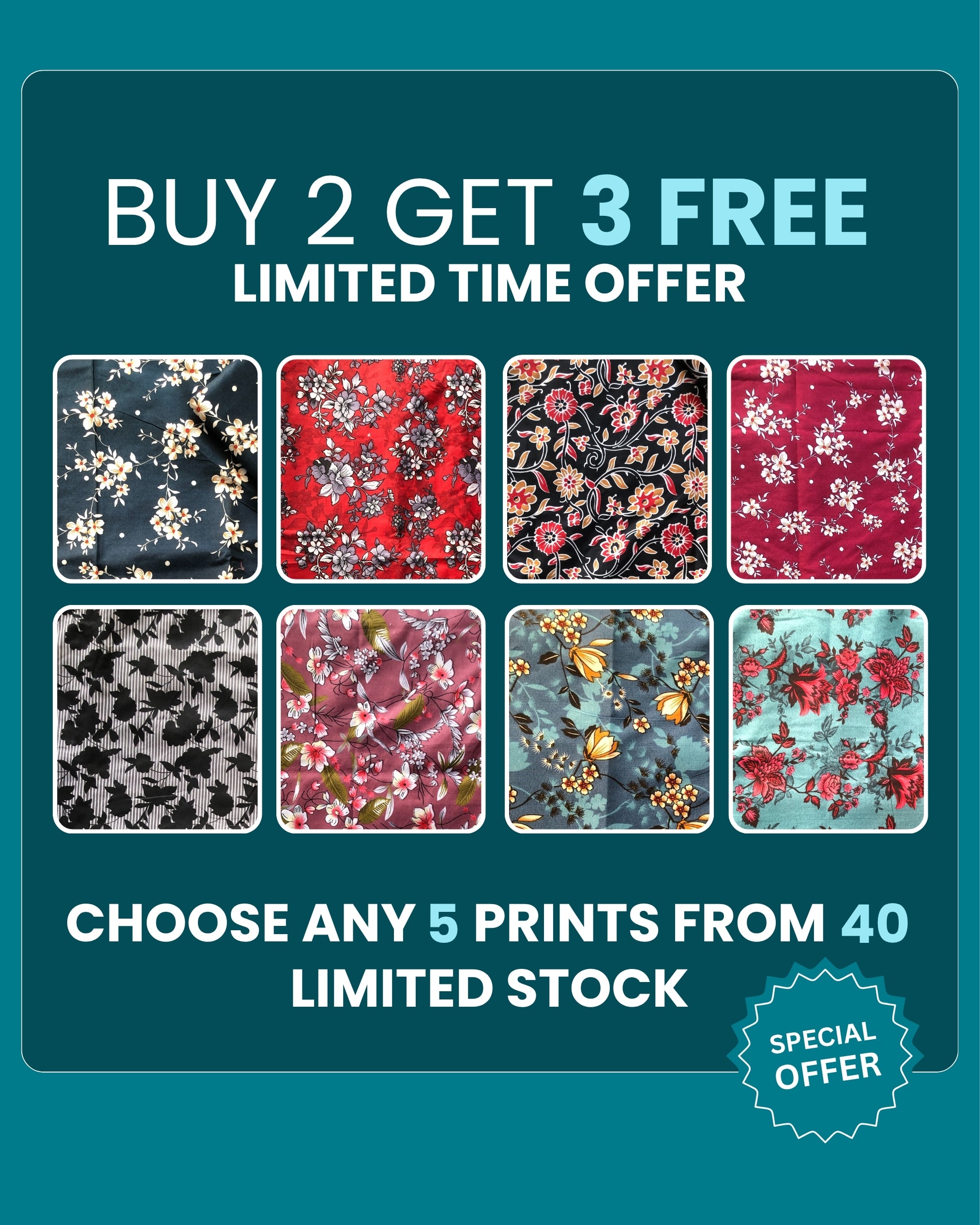 2 Piece Unstitched – Polo Cotton Printed (BUY 2 GET 3 FREE)